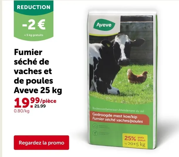 Offre: Fumier séché de vaches et de poules