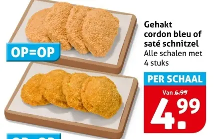 Aanbieding: Gehakt cordon bleu of saté schnitzel