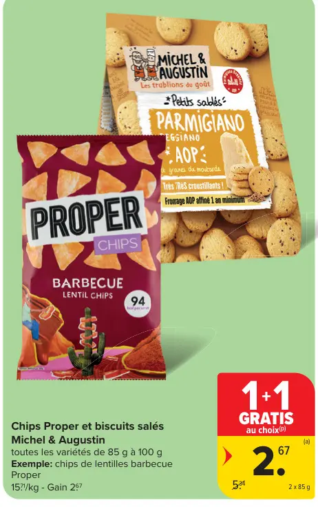 Offre: Chips Proper et biscuits salés