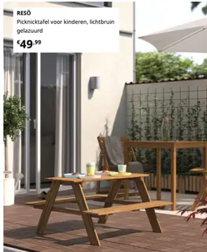 Aanbieding: RESÖ Picknicktafel voor kinderen, lichtbruin 