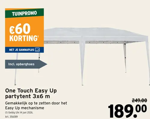 Promotie: One Touch Easy Up partytent 3x6 m