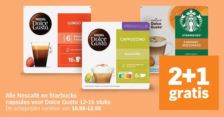 Aanbieding: Nescafé en Starbucks capsules voor Dolce Gusto