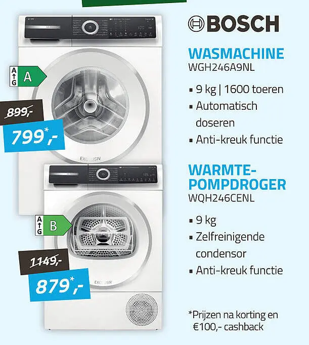 Aanbieding: WASMACHINE en WARMTE-POMPDROGER