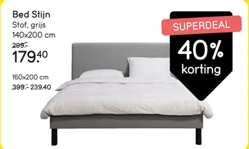Aanbieding: Bed Stijn - grijs - 140x200 cm