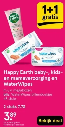 Aanbieding: Happy Earth Baby-, kids- en mamaverzorging en WaterWipes