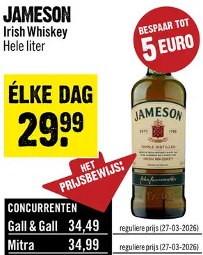 Aanbieding: Jameson Irish Whiskey 100 cl
