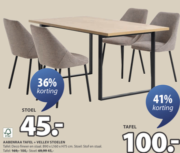 Aanbieding: AABENRAA TAFEL + VELLEV STOELEN