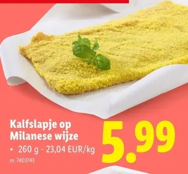 Promotie: Kalfslapje op Milanese wijze