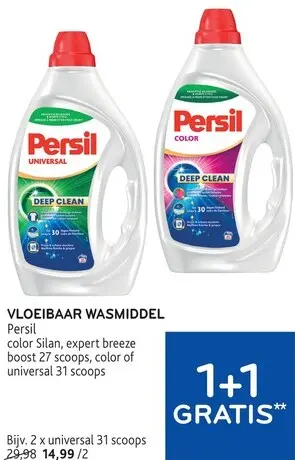 Promotie: Vloeibaar wasmiddel color Silan, expert breeze of universal