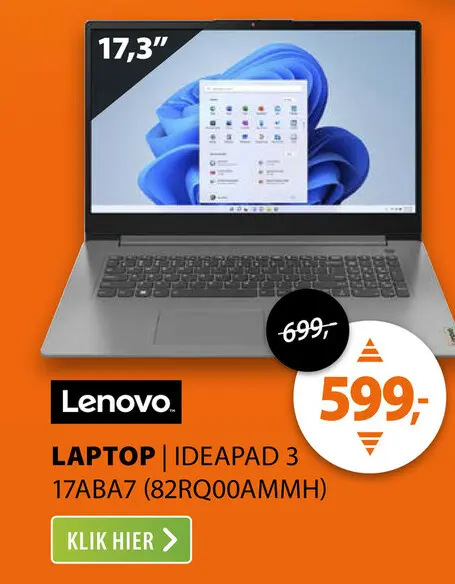 Aanbieding: Lenovo IdeaPad 3 17ABA7 (82RQ00AMMH)