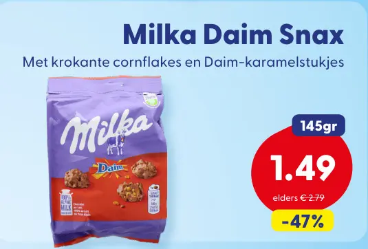 Aanbieding: Milka Daim Snax