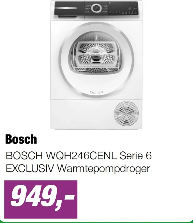 Aanbieding: BOSCH WQH246CENL Serie 6 EXCLUSIV Warmtepompdroger
