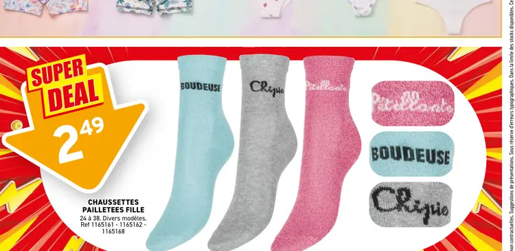 Offre: Chaussettes pailletees fille