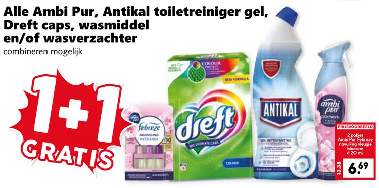 Aanbieding: Ambi Pur, Antikal toiletreiniger gel, Dreft c