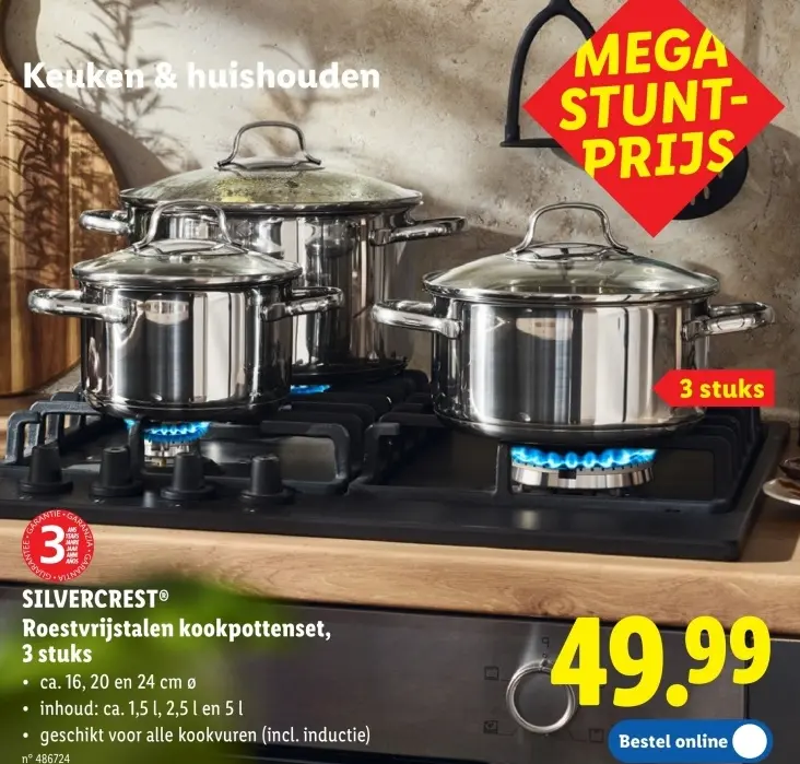 Aanbieding: Roestvrijstalen kookpottenset