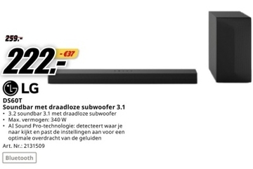 Aanbieding: Soundbar met draadloze subwoofer 3.1