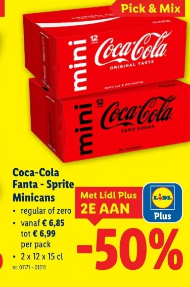 Aanbieding: Coca-Cola Fanta - Sprite Minicans