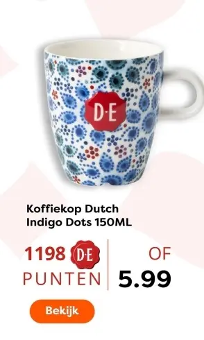 Aanbieding: Koffiekop Dutch Indigo Dots 150ML