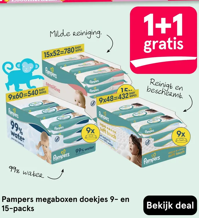 Aanbieding: Pampers megaboxen doekjes