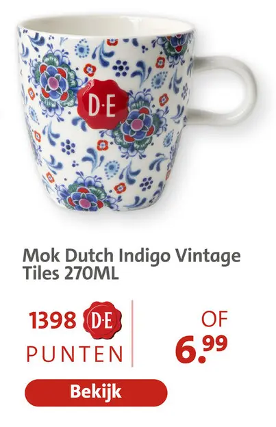 Aanbieding: Mok Dutch Indigo Vintage Tiles