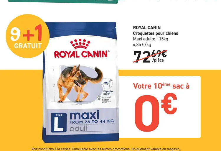 Offre: Croquettes pour chiens Maxi adulte