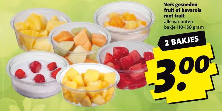 Aanbieding: Vers gesneden fruit of bavarois met fruit