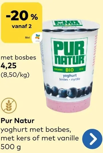 Promotie: Yoghurt met bosbes, met kers of met vanille