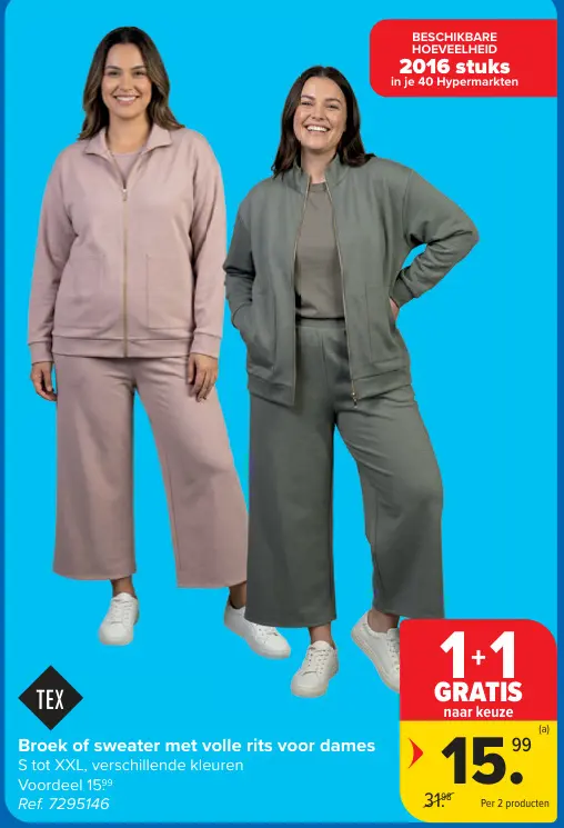 Promotie: Broek of sweater met volle rits voor dames