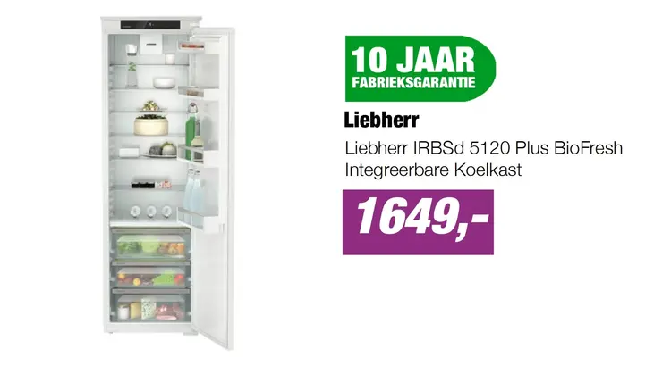 Aanbieding: Liebherr IRBSd 5120 Plus BioFresh Integreerbare Koelkast