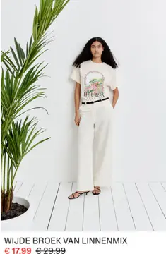 Aanbieding: Wijde broek van linnenmix