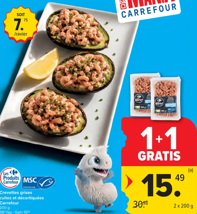 Offre: Crevettes grises cuites et décortiquées