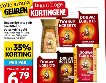 Aanbieding: Douwe Egberts pads, snelfilter of oploskoffie