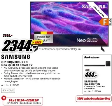 Promotie: QE100QN80FUXXN Neo QLED 4K Smart TV