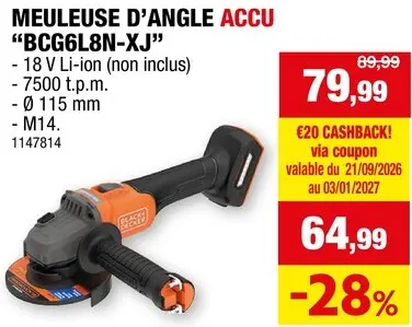 Offre: Meuleuse d'angle accu "BCG6L8N-XJ"