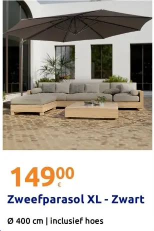 Promotie: Zweefparasol XL - Zwart