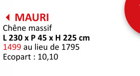 Offre: Vitrine Mauri chêne massif 230cm