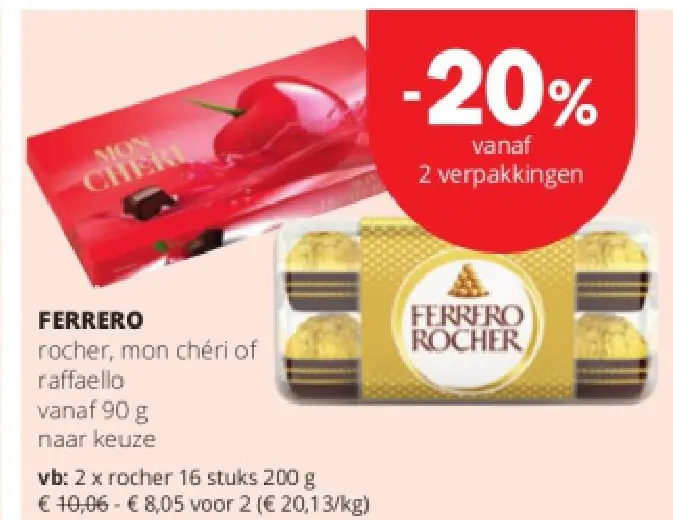 Promotie: rocher, mon chéri of raffaello