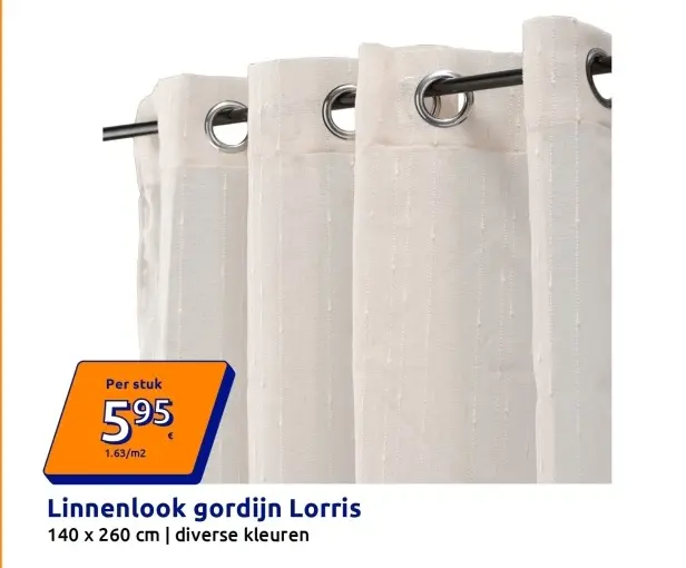Promotie: Linnenlook gordijn Lorris