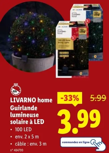 Offre: Guirlande lumineuse solaire à LED