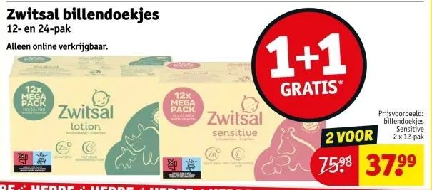 Aanbieding: Zwitsal billendoekjes
