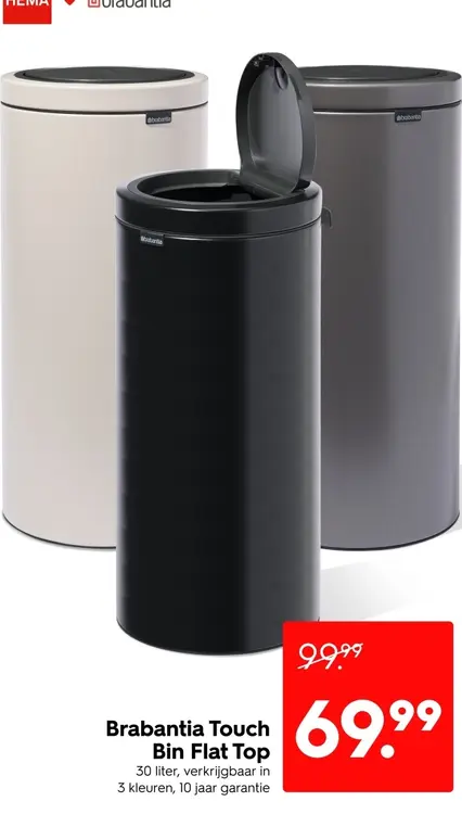 Aanbieding: Brabantia Touch Bin Flat Top