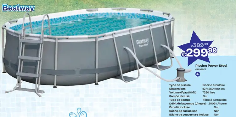 Offre: Piscine Power Steel 4.27m x 2.50m x 1.00m Oval Pool Set