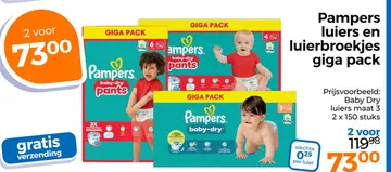 Aanbieding: Pampers luiers en luierbroekjes giga pack