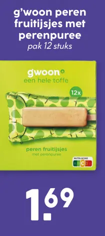 Aanbieding: G'woon peren fruitijsjes met perenpuree