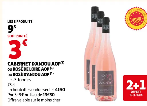 Offre: CABERNET D'ANJOU AOP ou ROSÉ DE LOIRE AOP ou 