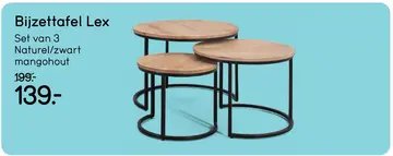 Aanbieding: Bijzettafels Lex - mangohout - set van 3