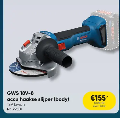 Promotie: GWS 18V-8 accu haakse slijper (body)