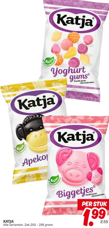 Aanbieding: Katja Yoghurt gums, Apekop, Biggetjes