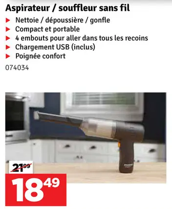 Offre: Aspirateur / souffleur sans fil
