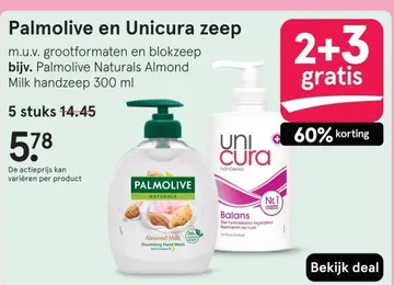 Aanbieding: Palmolive en Unicura zeep